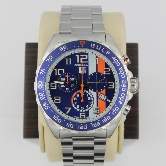 New Tag Heuer Formula 1 Mens Watch CAZ101AT.BA0842 Gulf Oil X Blue Orange F1 SS - Picture 1 of 16